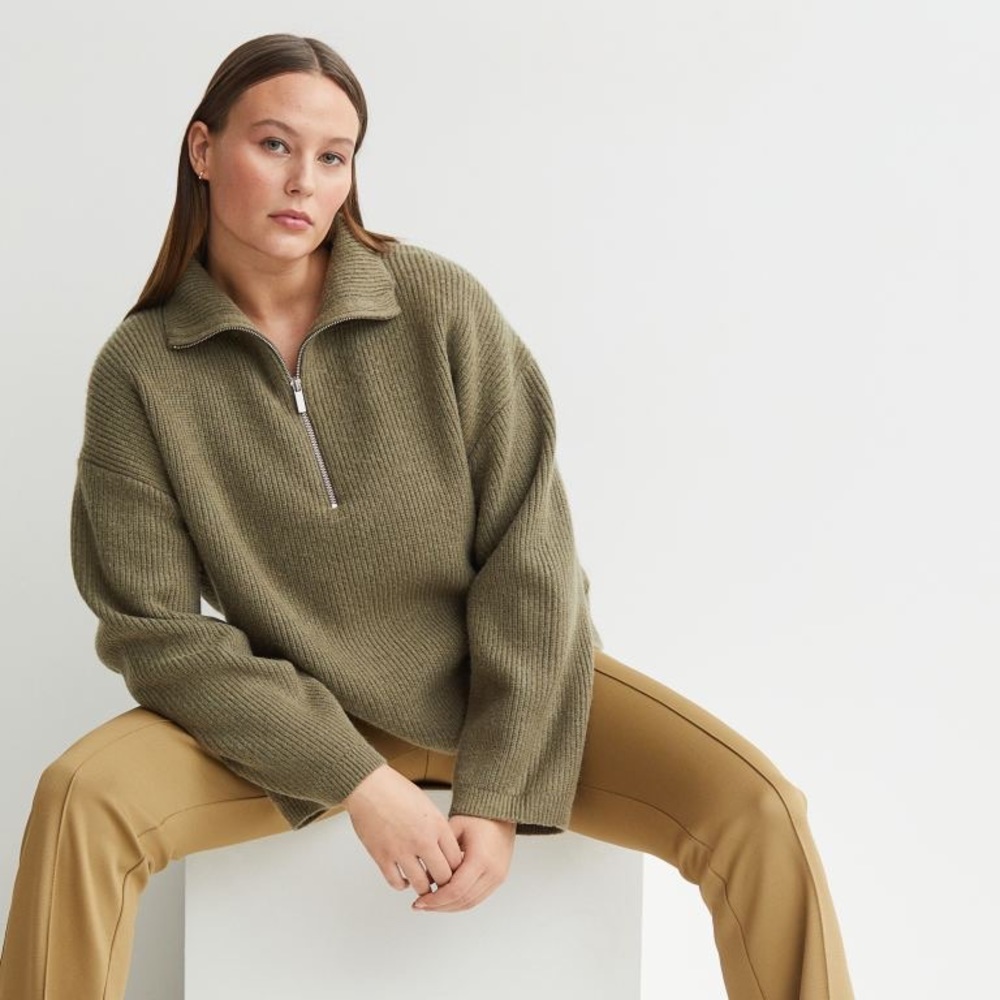 H&M Rib Knit Half Zip Sweater